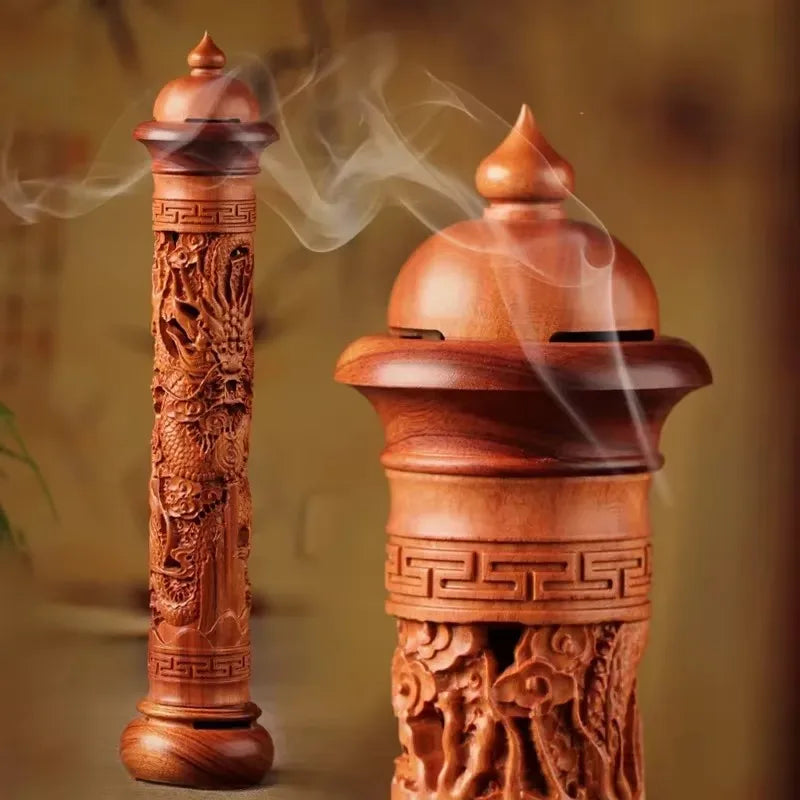Vertical Redwood Solid Wood Incense Burner Wooden for Incense Sticks 29cm Living Room Stick Incense Base Home Decoration