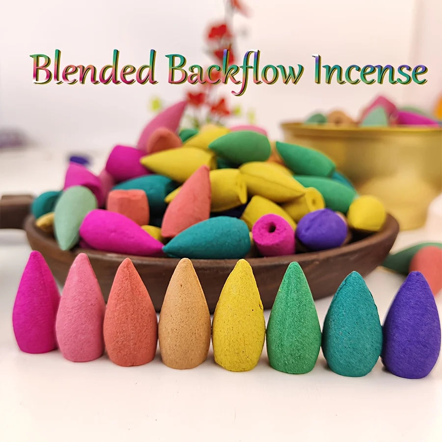 121 Pieces of Backflow Incense, a Mixed Set of Various Fragrance Types Backflow Smoke Effect, Offering Olfactory Enjoyment and Visual Aesthetics, (Sandalwood + Lavender + Osmanthus + Green Tea, Etc.) Suitable for Home Fragrance, Meditation Relaxation, Cr