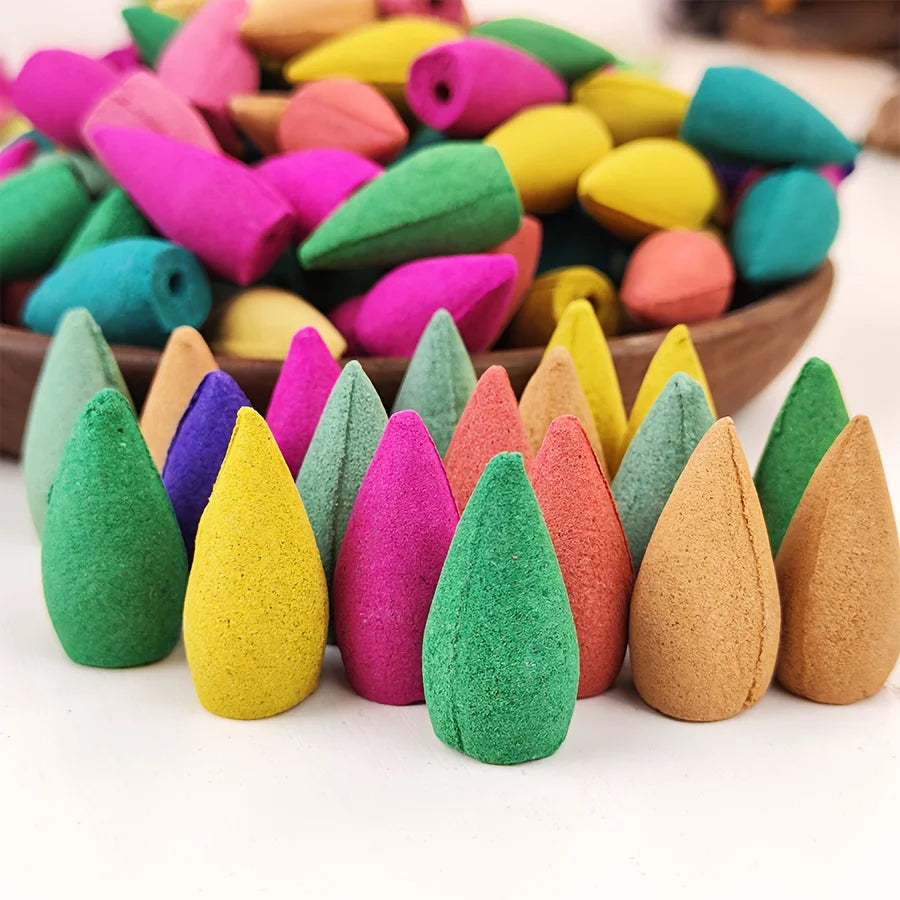121 Pieces of Backflow Incense, a Mixed Set of Various Fragrance Types Backflow Smoke Effect, Offering Olfactory Enjoyment and Visual Aesthetics, (Sandalwood + Lavender + Osmanthus + Green Tea, Etc.) Suitable for Home Fragrance, Meditation Relaxation, Cr
