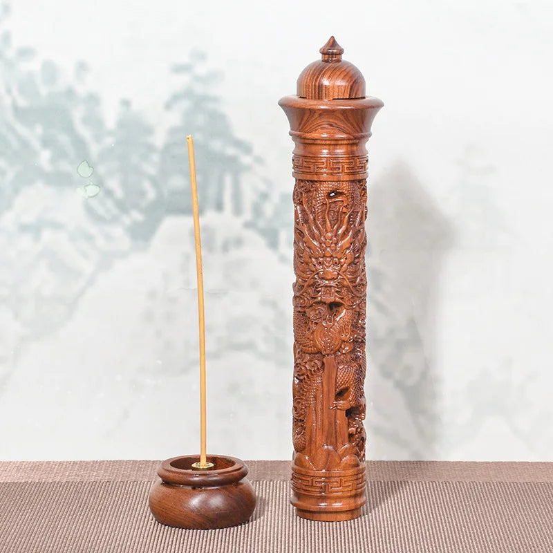 Vertical Redwood Solid Wood Incense Burner Wooden for Incense Sticks 29cm Living Room Stick Incense Base Home Decoration