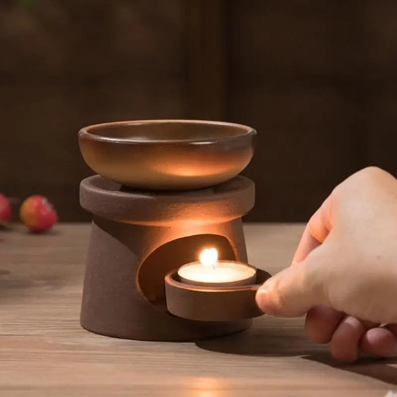 Y51B Ceramics Essential Oil Burners Wax Melt Warmer Aromas Diffuser and Tealight Spoon Set for Home and Office Use