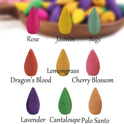 121 Pieces of Backflow Incense, a Mixed Set of Various Fragrance Types Backflow Smoke Effect, Offering Olfactory Enjoyment and Visual Aesthetics, (Sandalwood + Lavender + Osmanthus + Green Tea, Etc.) Suitable for Home Fragrance, Meditation Relaxation, Cr